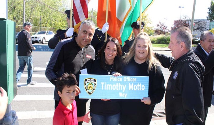 Street Naming for NYPD Officer Timothy Motto at 28th Ave & Ulmer St-  Queens NY 2022